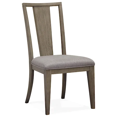 Dining Side Chair with Upholstered Seat and Slat Backrest
